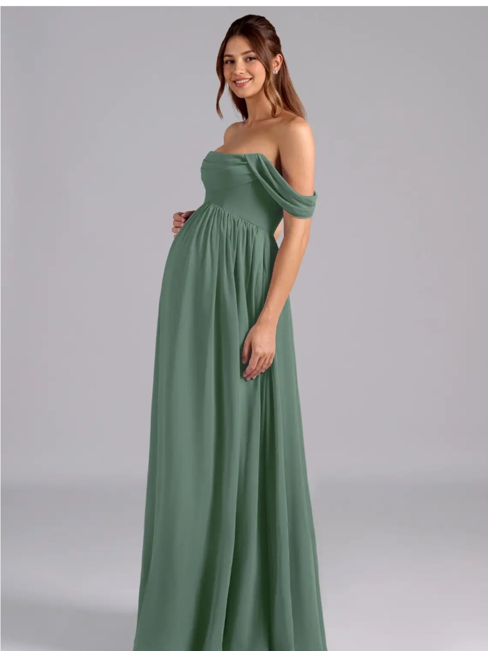 Convertable Strap Eucalyptus Green Maternity Evening Dress
